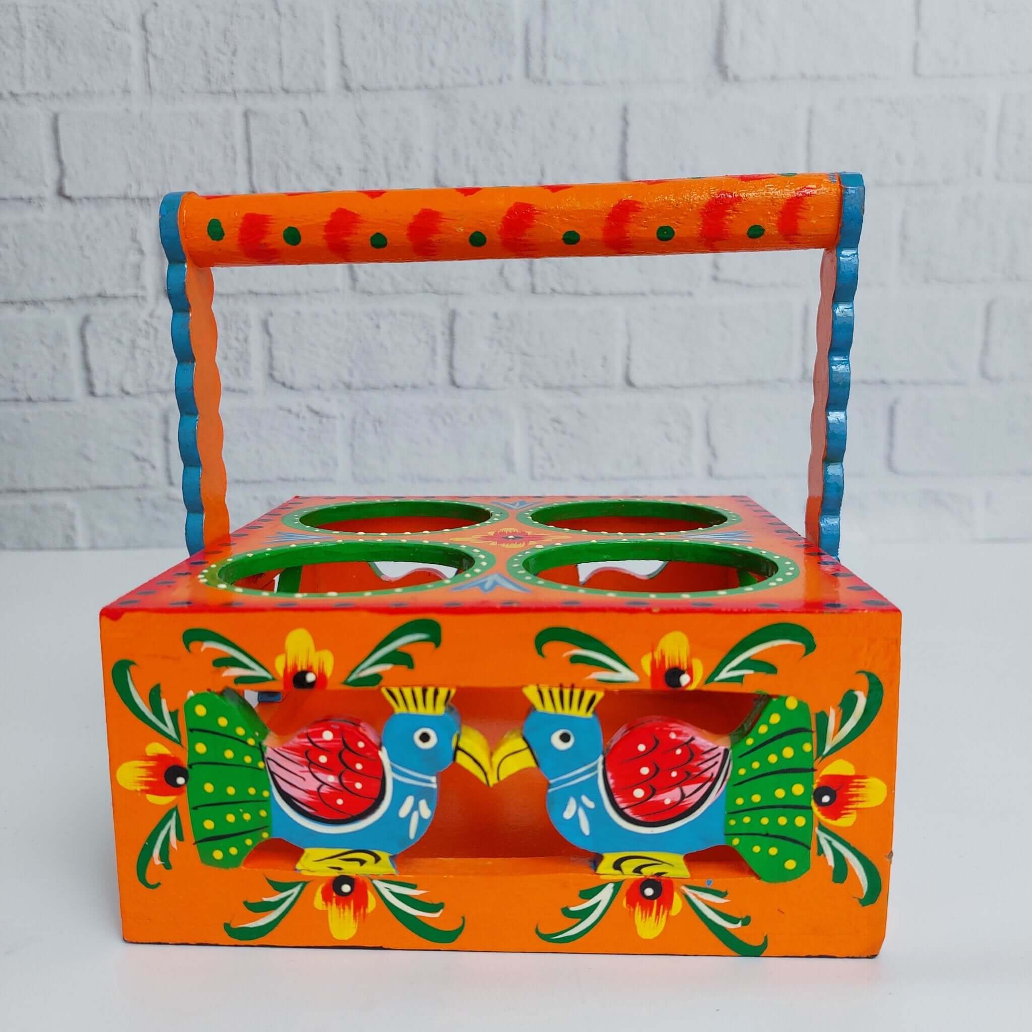 Varanasi Tea Glass Holder Orange -Zishta Traditional Home Decor