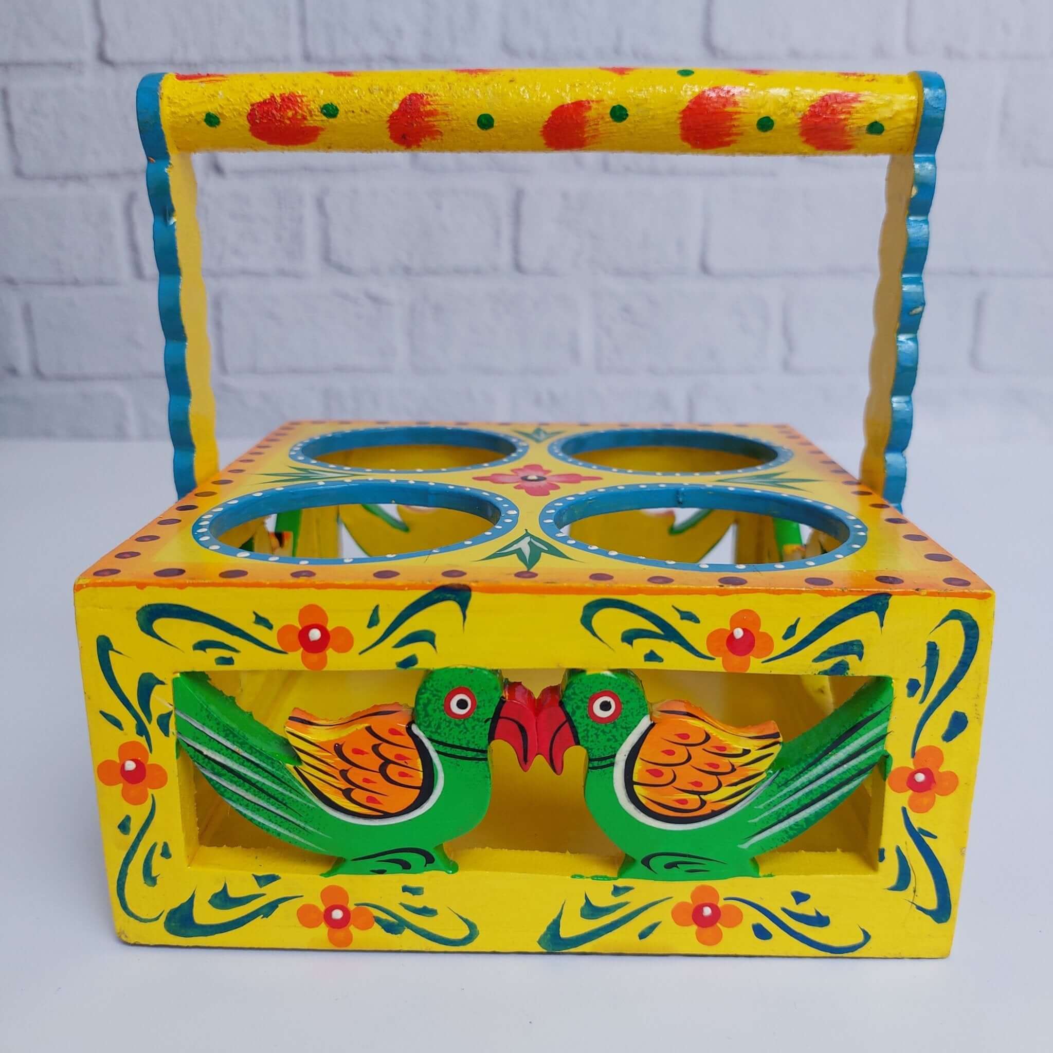 Varanasi Tea Glass Holder Yellow-Zishta Traditional Home Decor