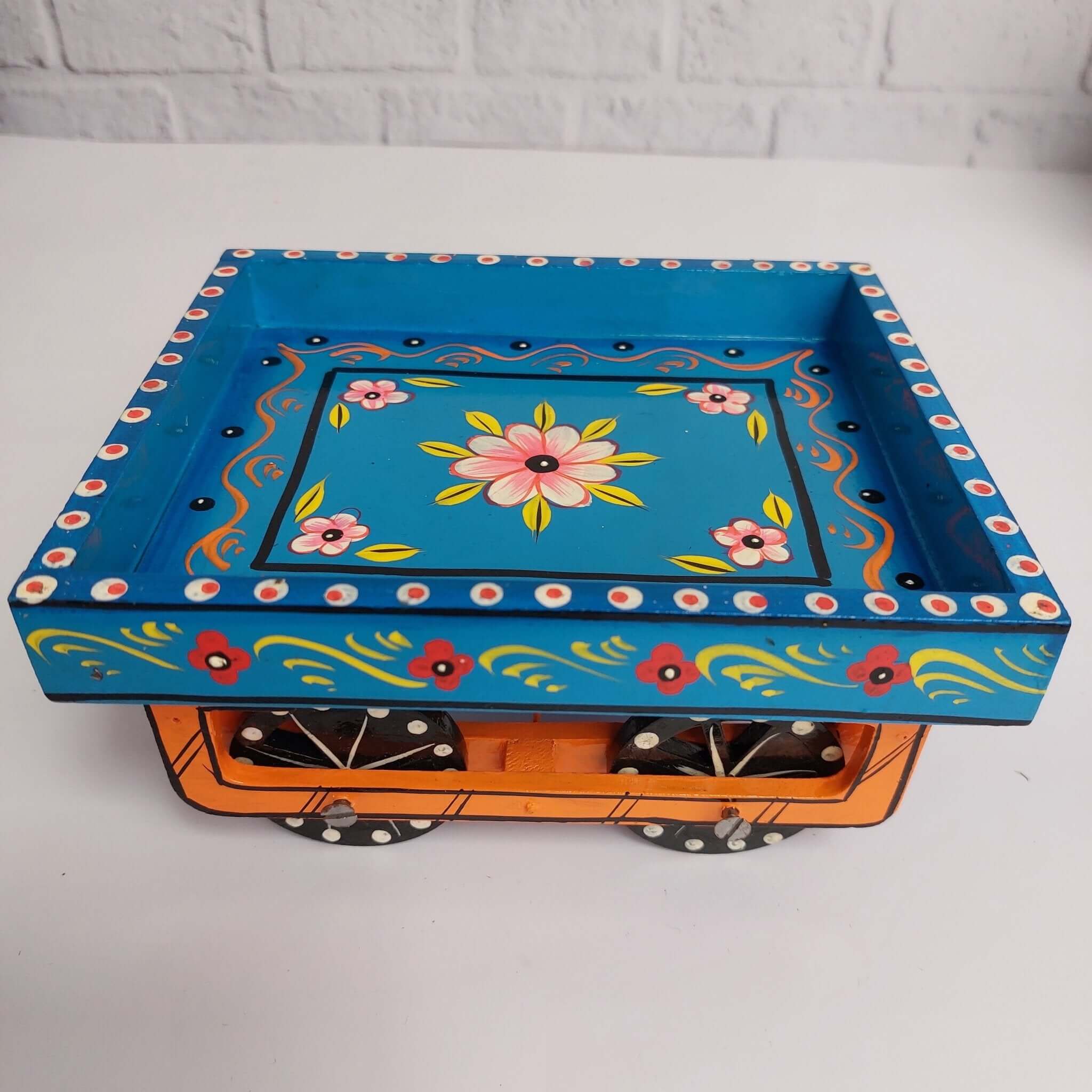 Varanasi Thela Push Cart Blue-Zishta Traditional Home Decor