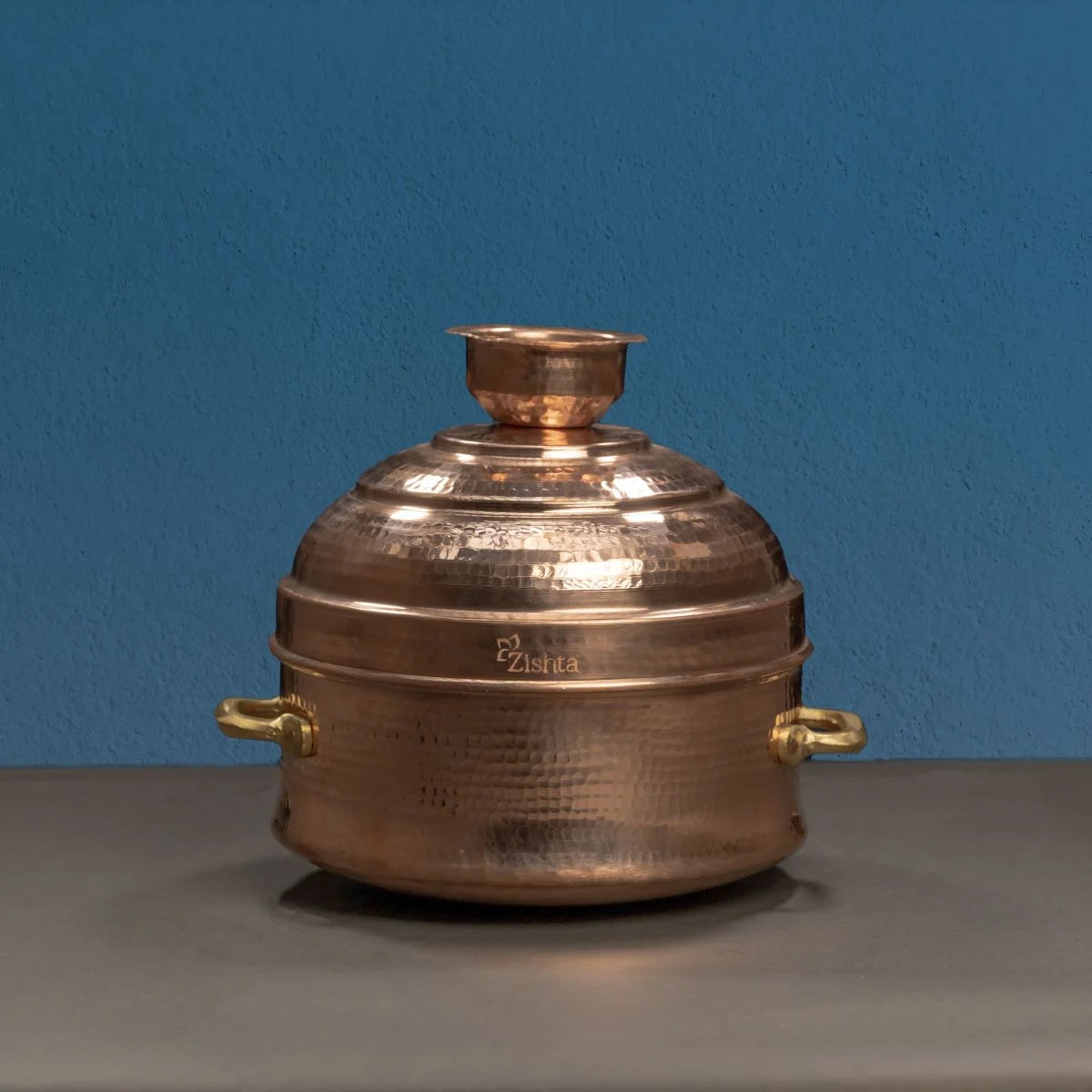 Traditional Copper Modal Patra-Steamer Vessel Side View-Zishta Traditional Cookware