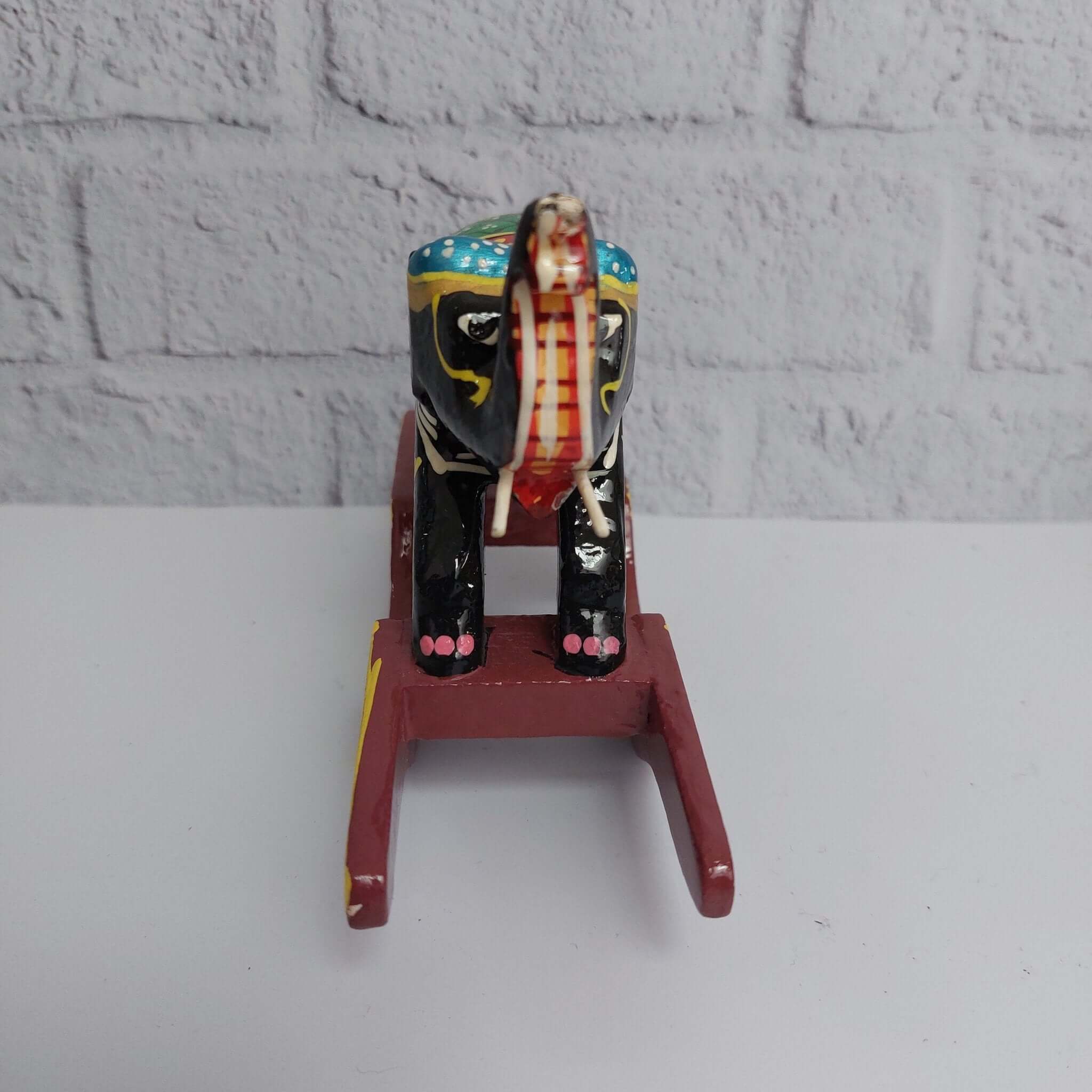 Handcrafted Varanasi Seesaw Elephant Black -Zishta Traditional Home Décor Toys