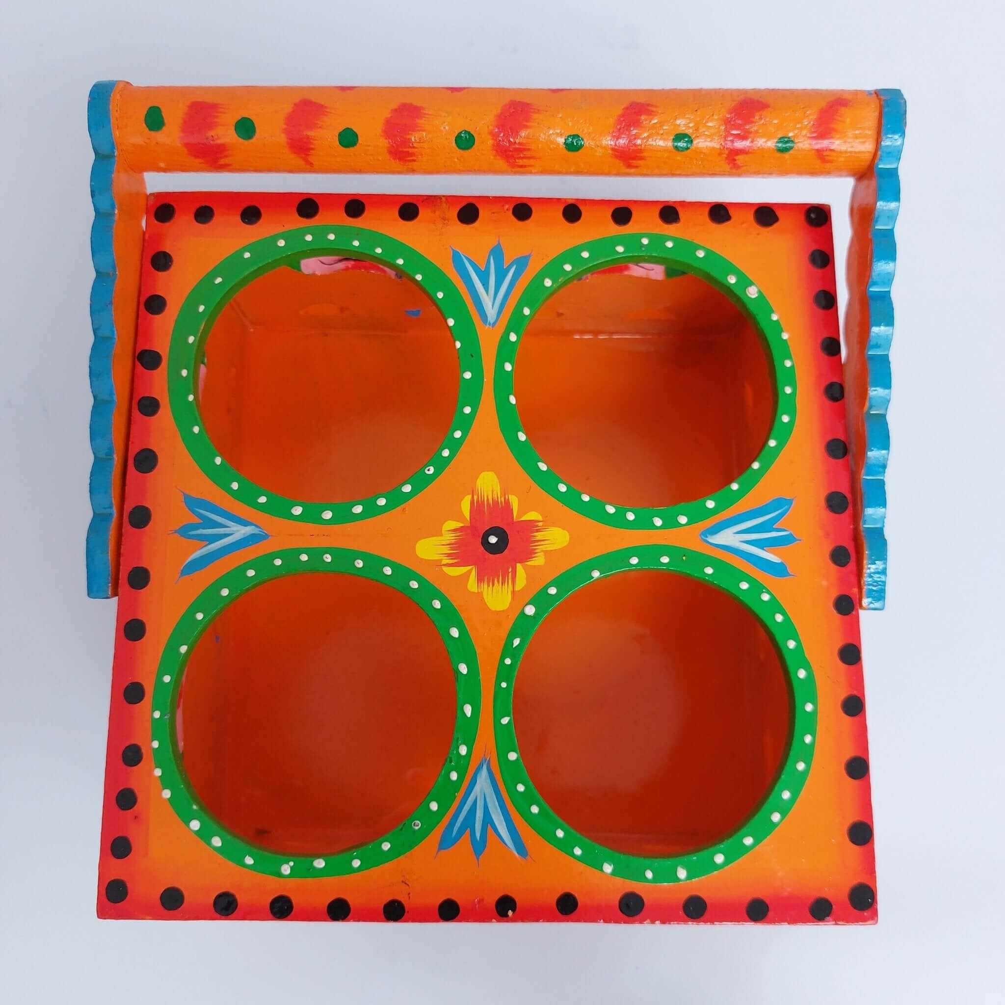 Varanasi Tea Glass Holder Orange-Zishta Traditional Home Decor