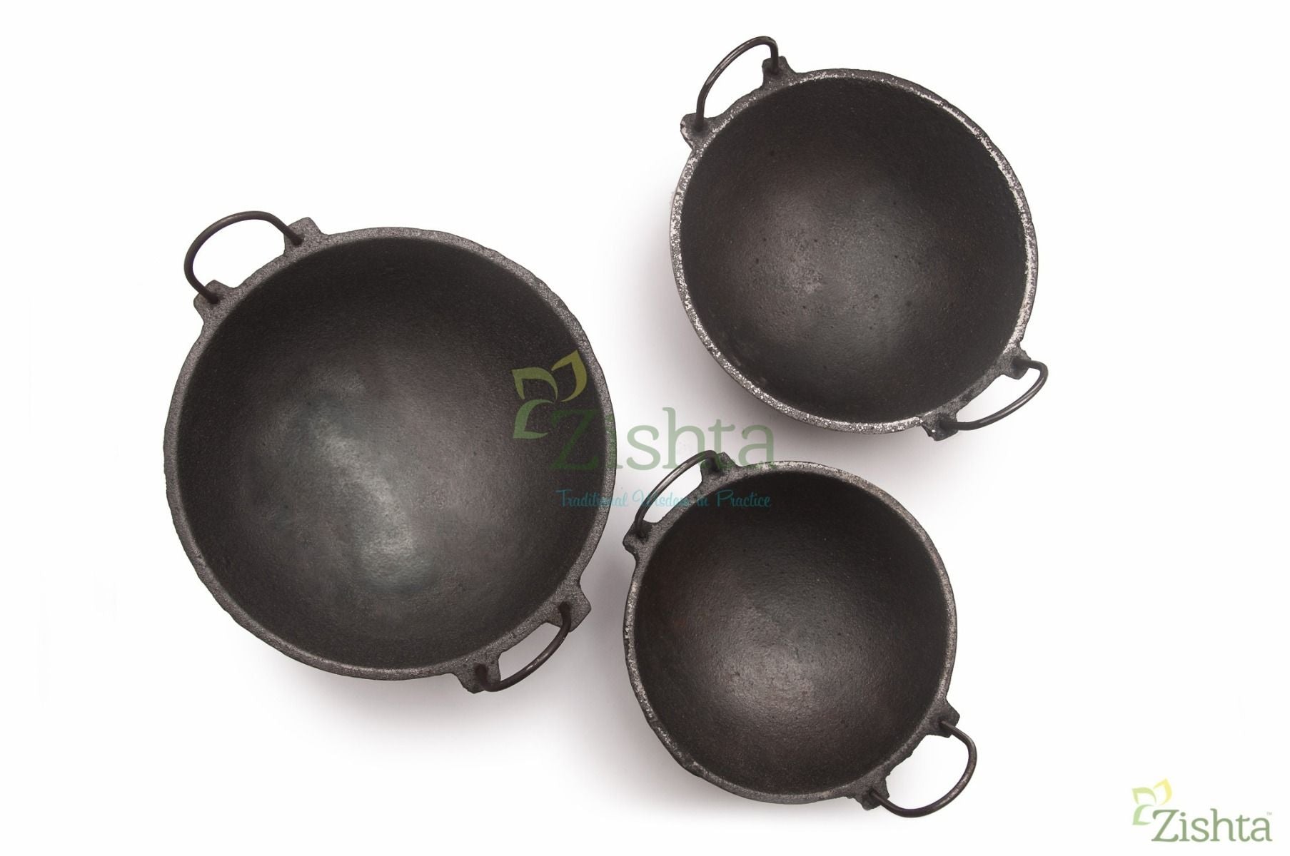 Cast Iron Kadai Combo 1-Zishta Traditional Cookware