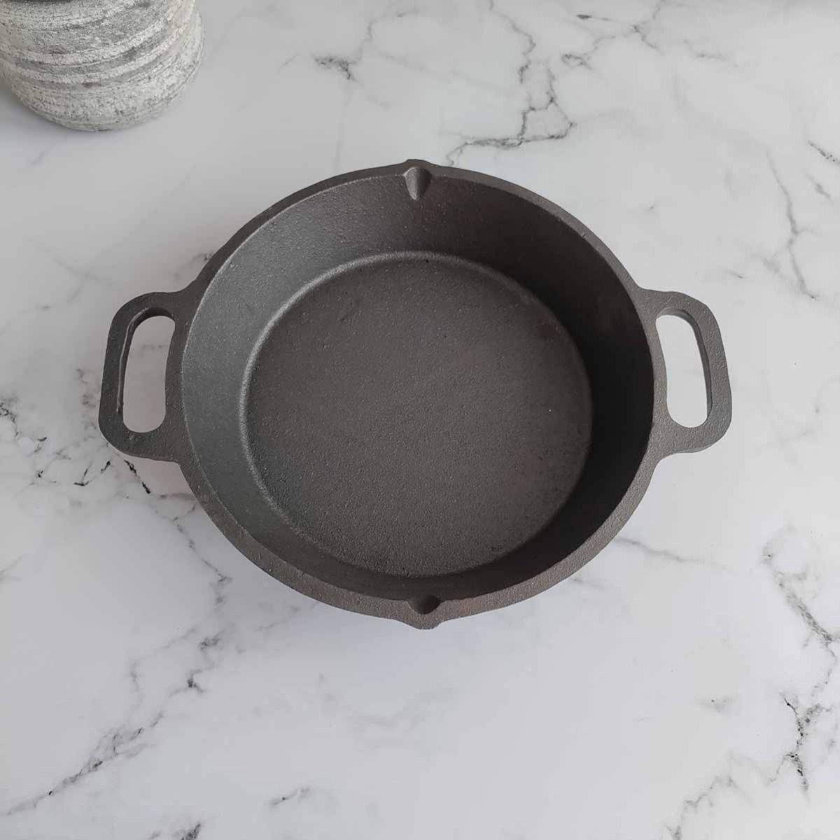 Cast Iron Loop Round Skillet Pan Dual Handle 1-Zishta Traditional Cookware