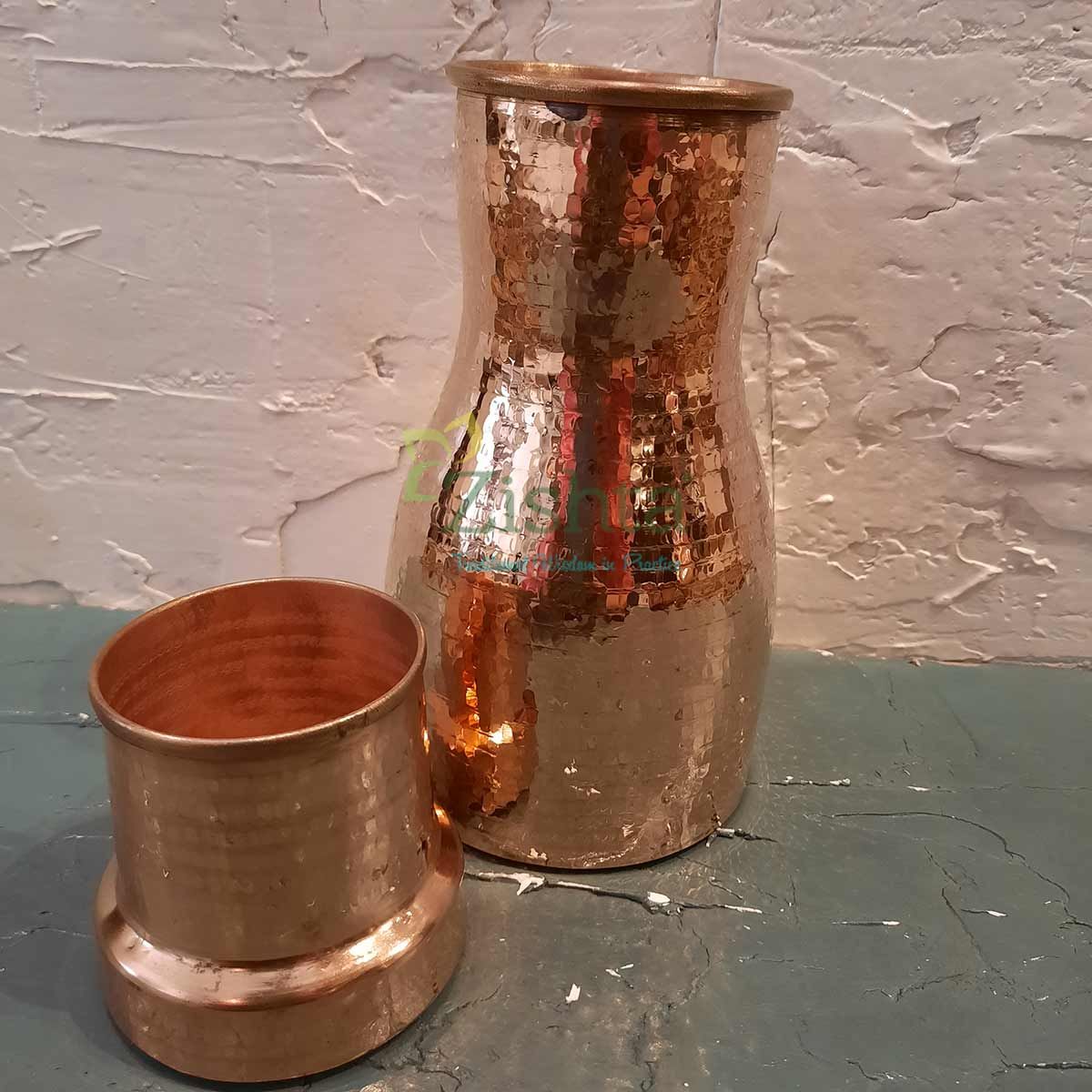Copper Water Carafe-Zishta Traditional Cookware