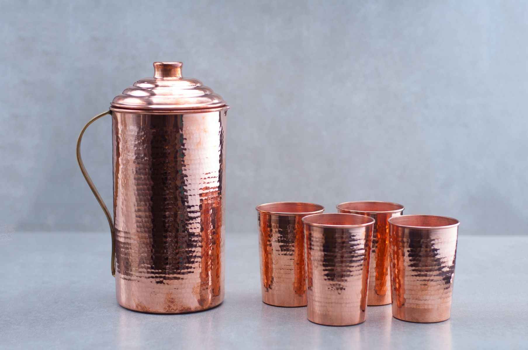 Copper Water Jug And Tumbler Set 2-Zishta Traditional Cookware