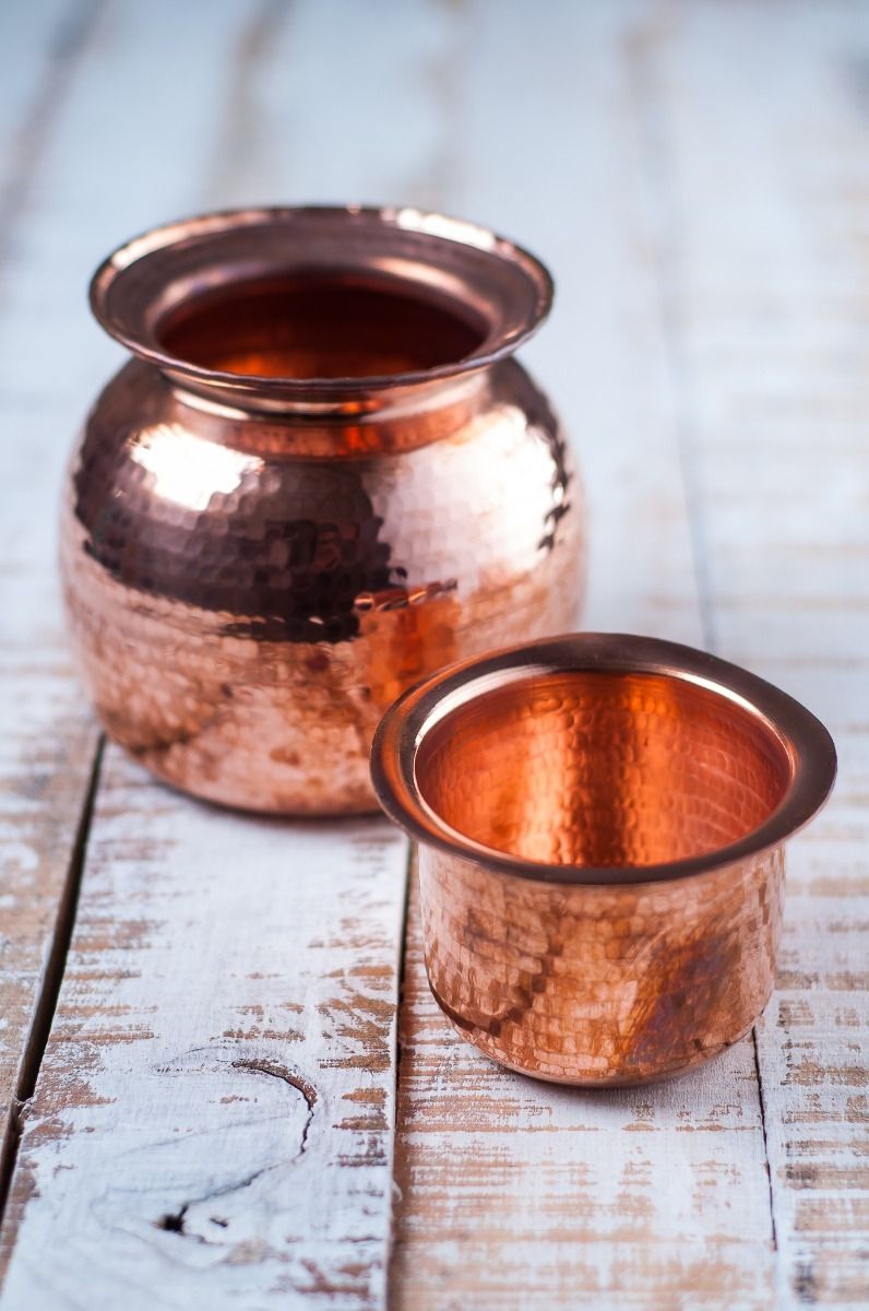 Copper Water Pot With Cup Sombu Lota 1-Zishta Traditional Cookware