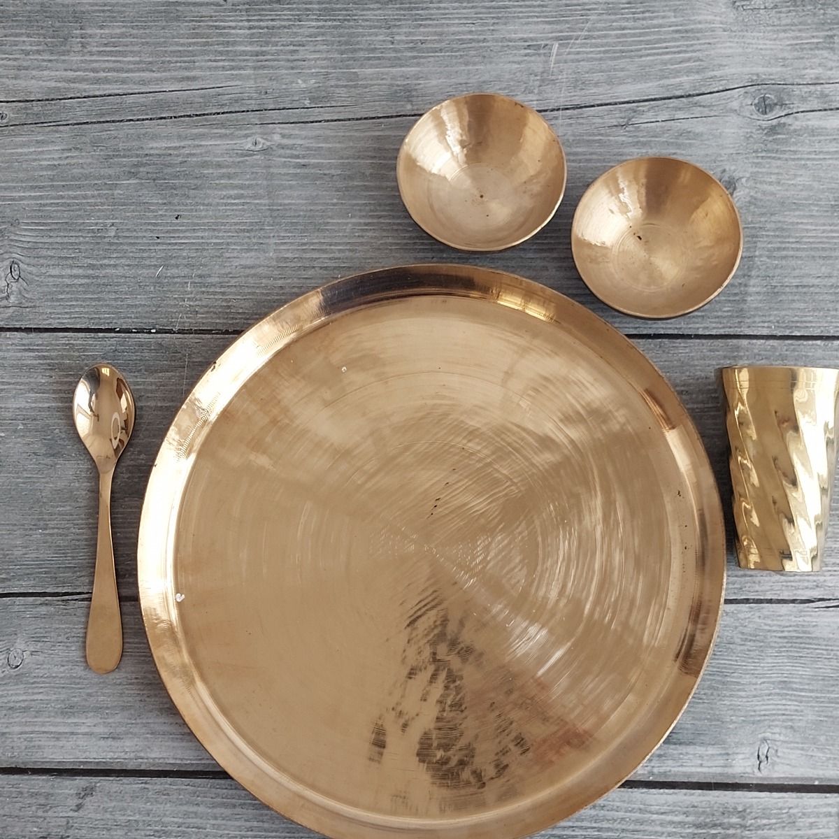 Kansa Bronze Dinner Plate Set 1-Zishta Traditional Cookware