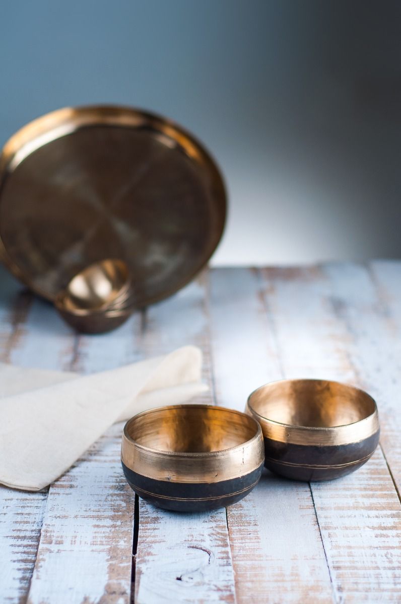 Kansa Serving Bowls Set Of 2 Regular Shape 1-Zishta Traditional Cookware