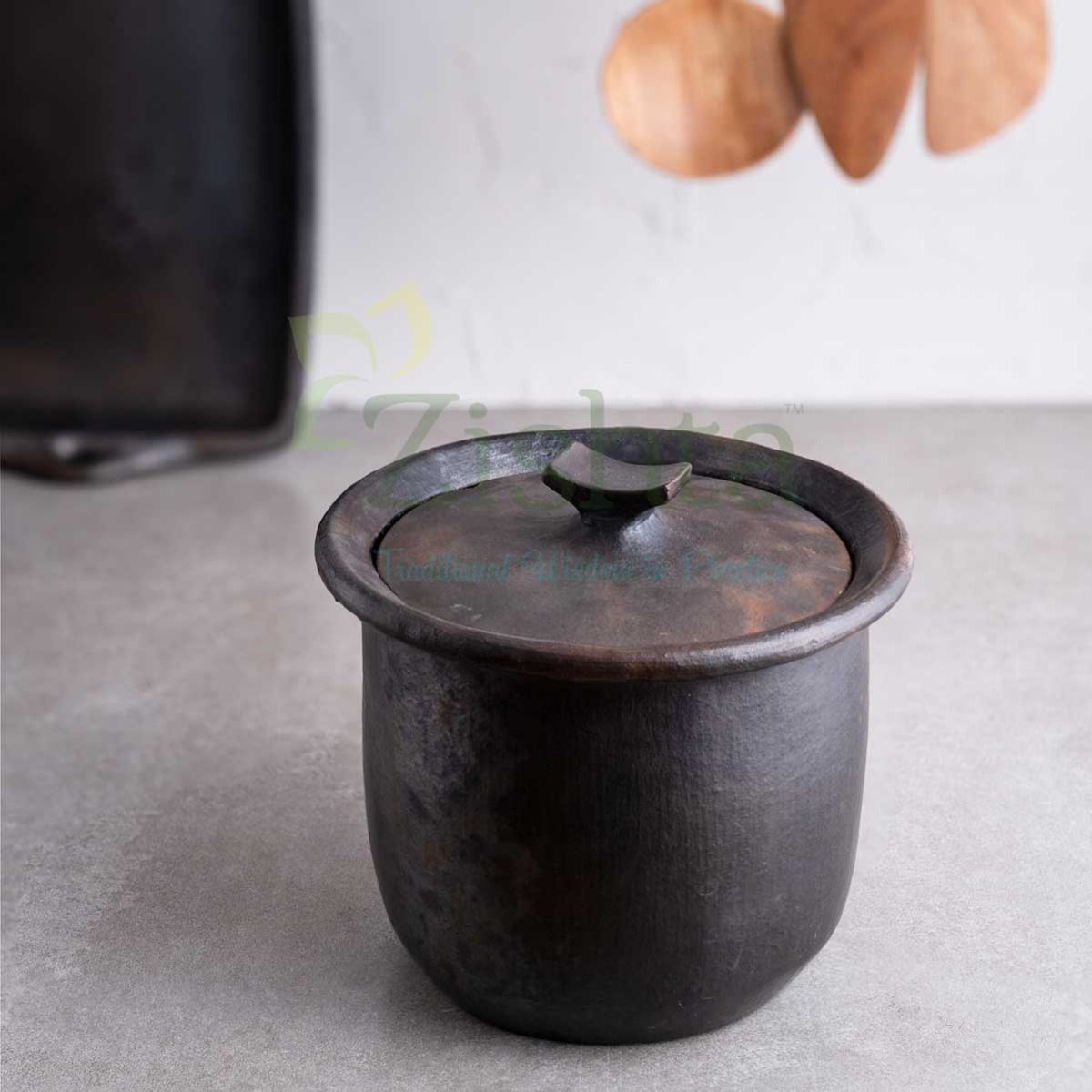 Manipur Black Pottery Gravy Pot Tall-Zishta Traditional Cookware