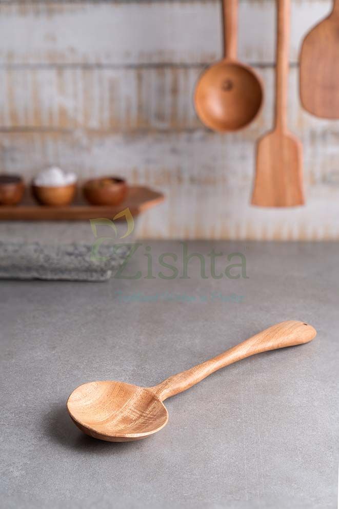 Neem Wood Curry Ladle 1-Zishta Traditional Cookware