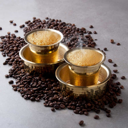Coffee Filter With DABARA Set / Brass Coffee Filter With Daabara Set and  Spoon Matt Finish 250 ML 