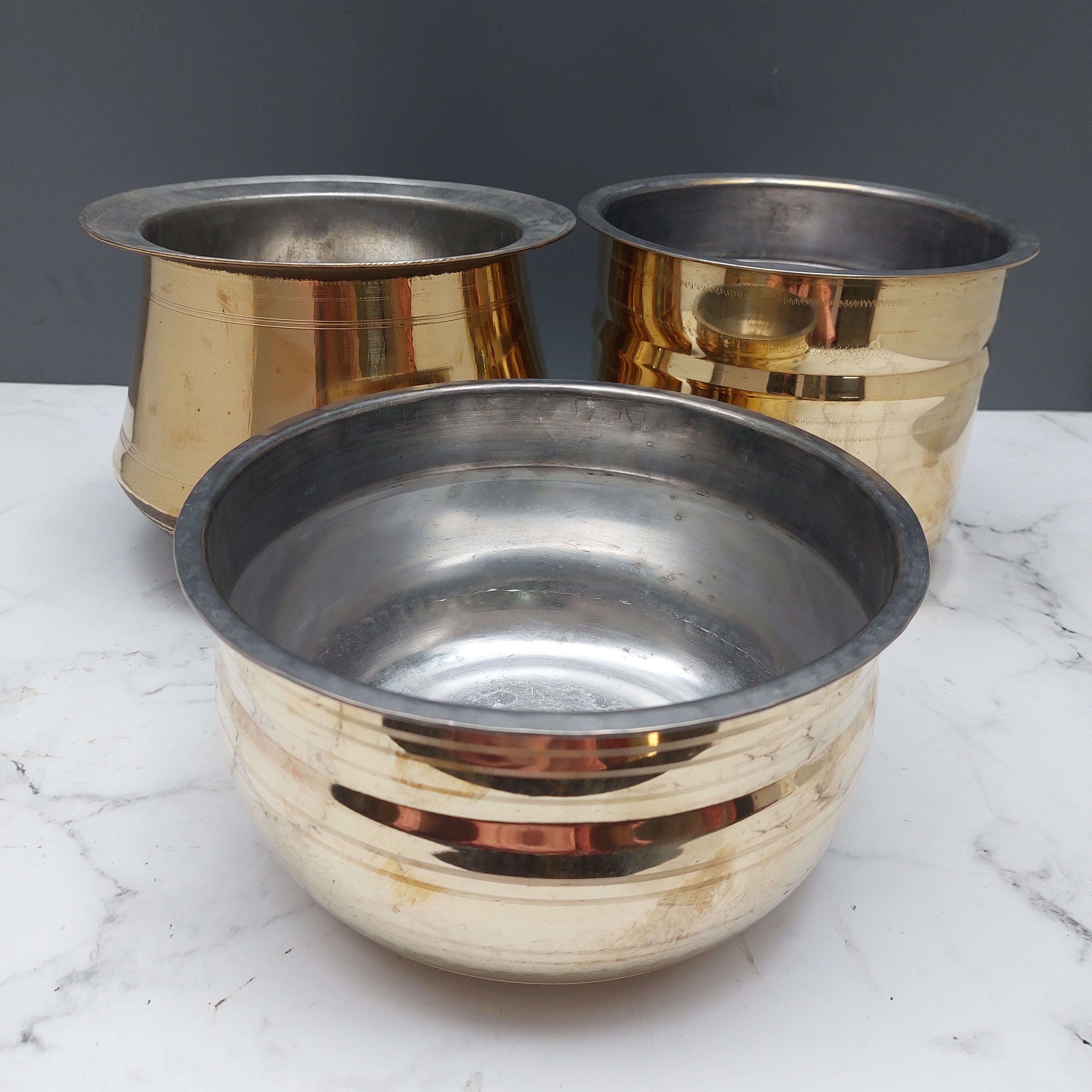 Brass Cookware Set Vaana Mysore Tall Pot Rice Pot Combo 1-Zishta Traditional Cookware