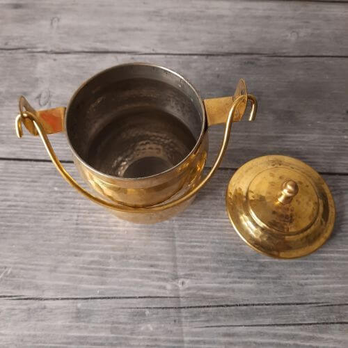 Brass Pot Shaped Storage Ghee Thooku 2-Zishta Traditional Cookware