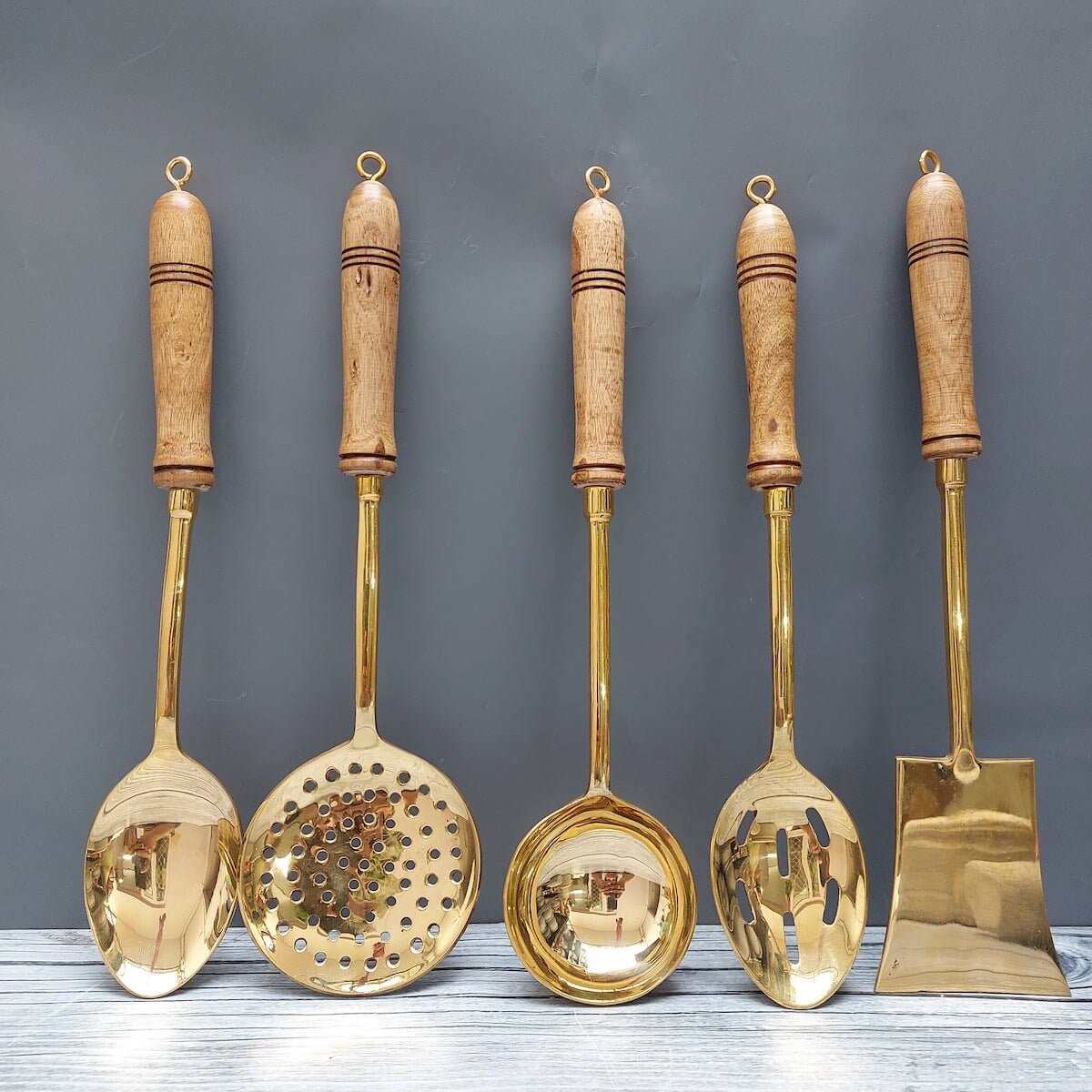 Brass Serving/Cooking Ladles - Set Of 5 Zishta