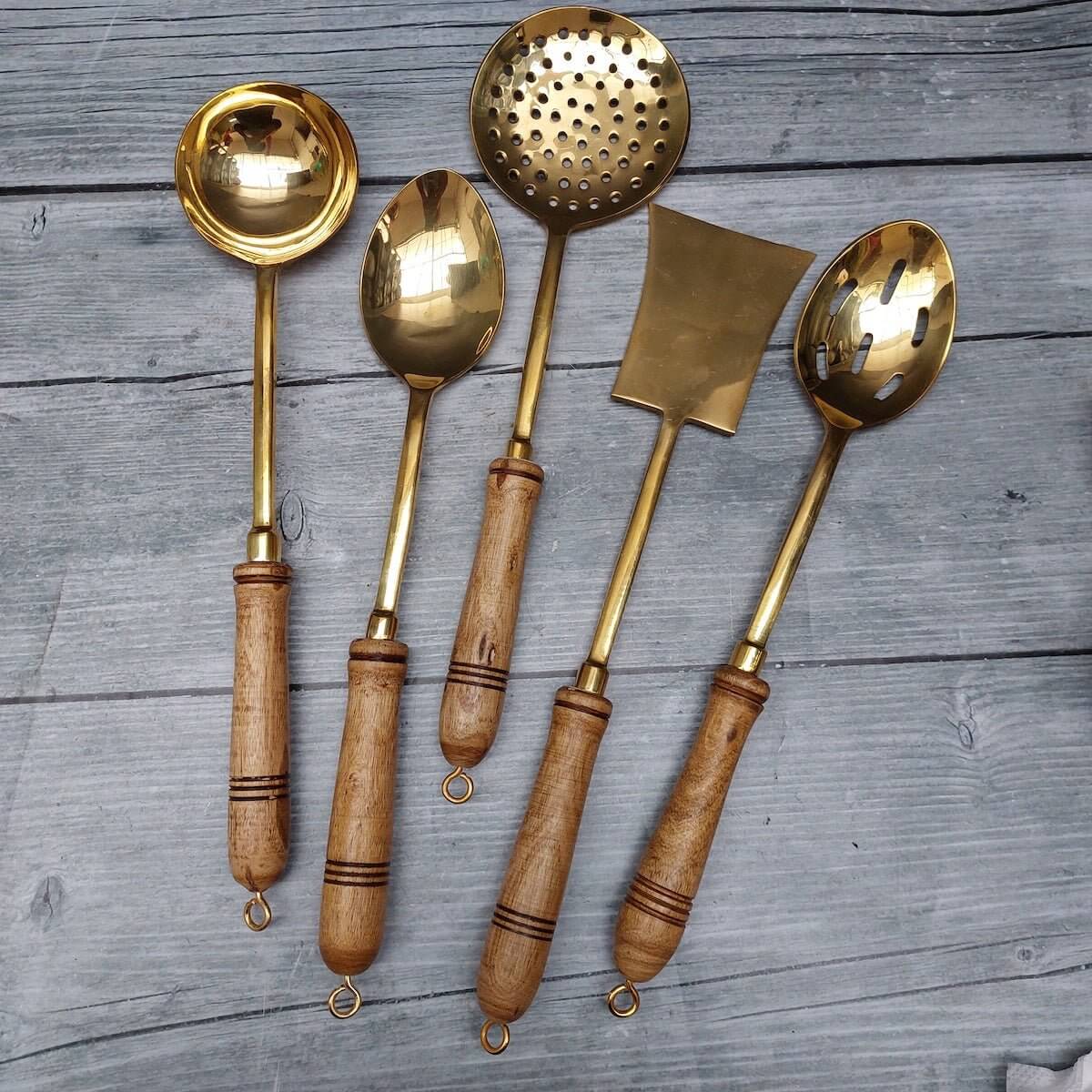 Brass Serving/Cooking Ladles - Set Of 5 Zishta