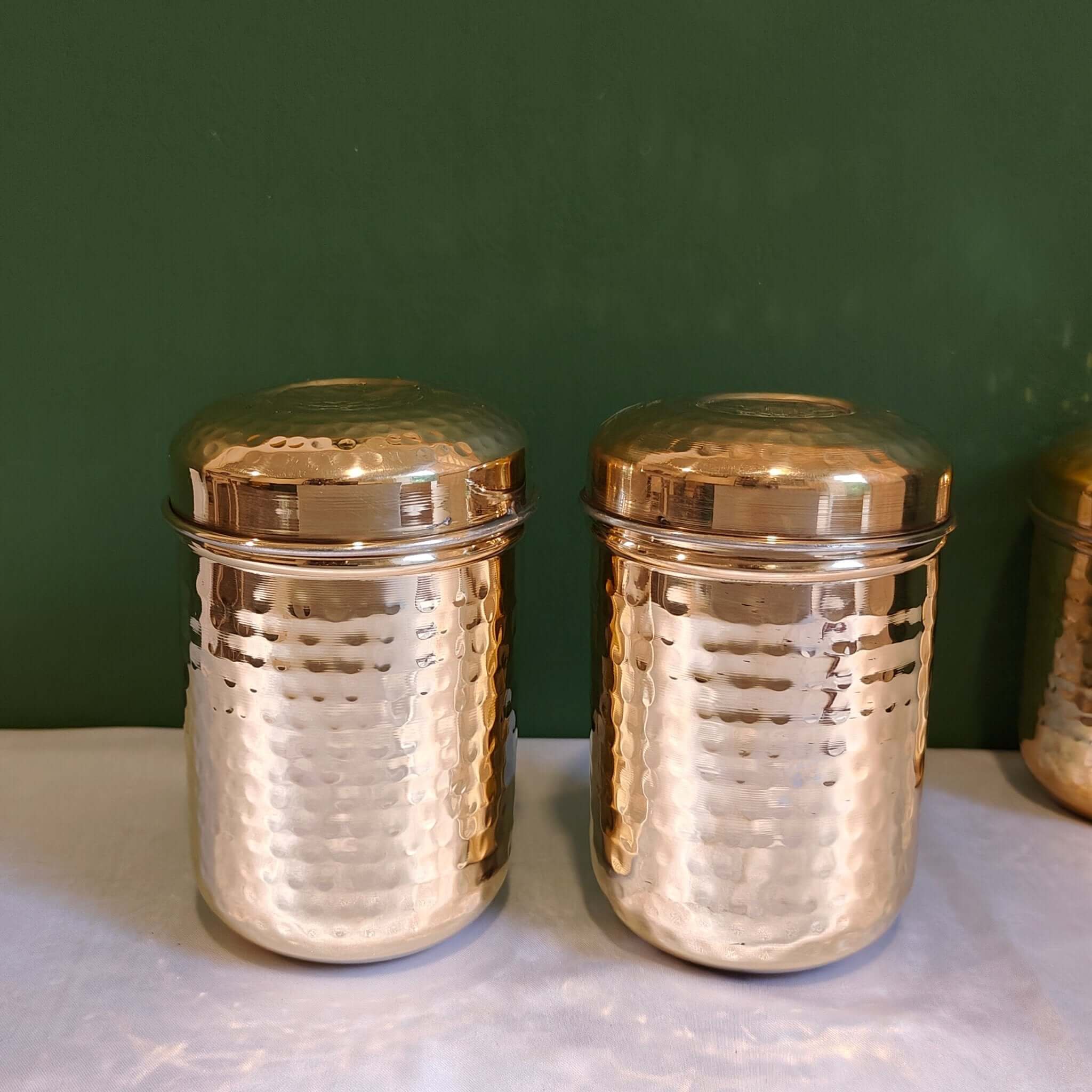 Brass Storage Canister Hammered - Small Zishta