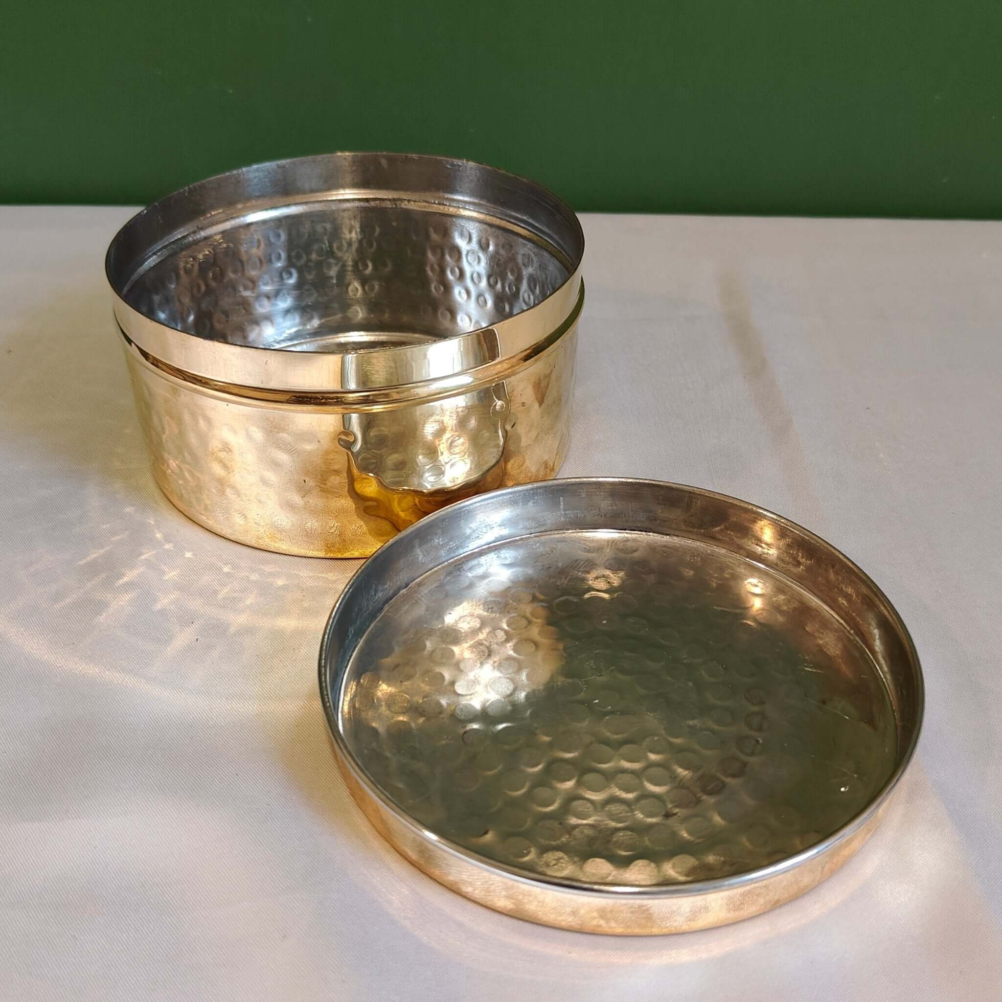 Brass Storage Dabba Hammered Container Zishta