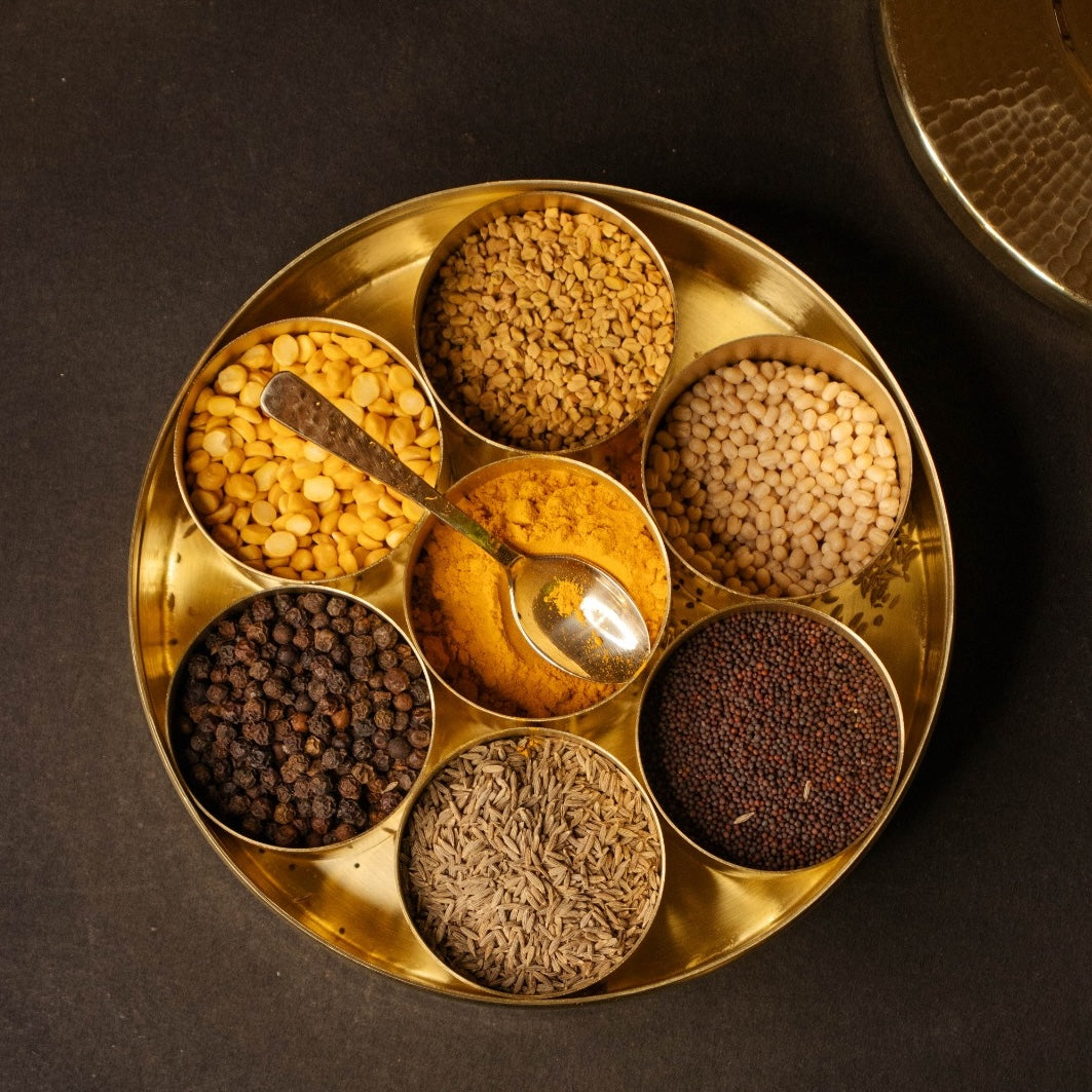 Traditional Brass Spice Box (Masala Dabba- Anjaraipetti)