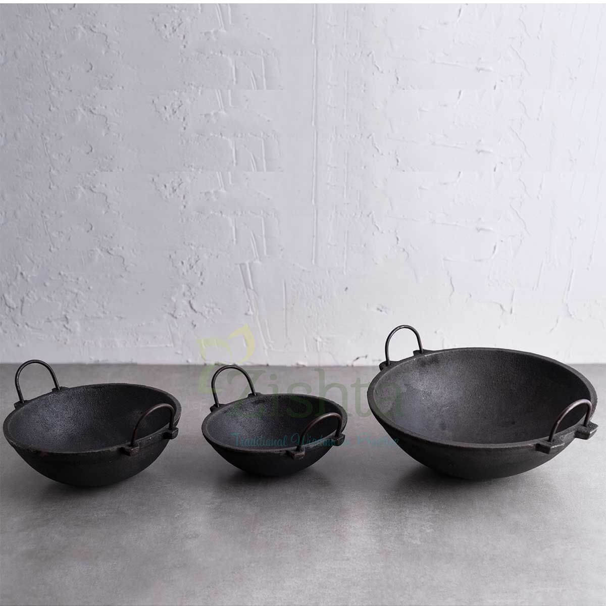 Cast Iron Kadai Combo-Zishta Traditional Cookware