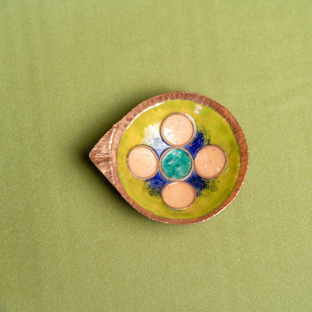 Copper Enamel Diya (Set Of 4)