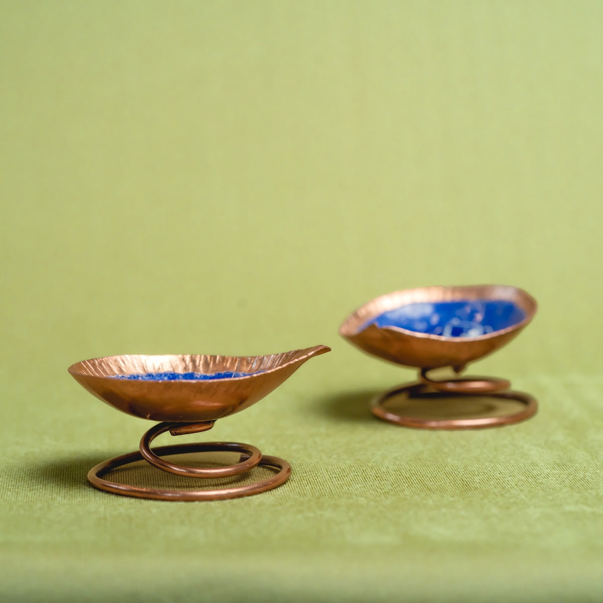 Copper Enamel Spring Diya (Set Of 4)