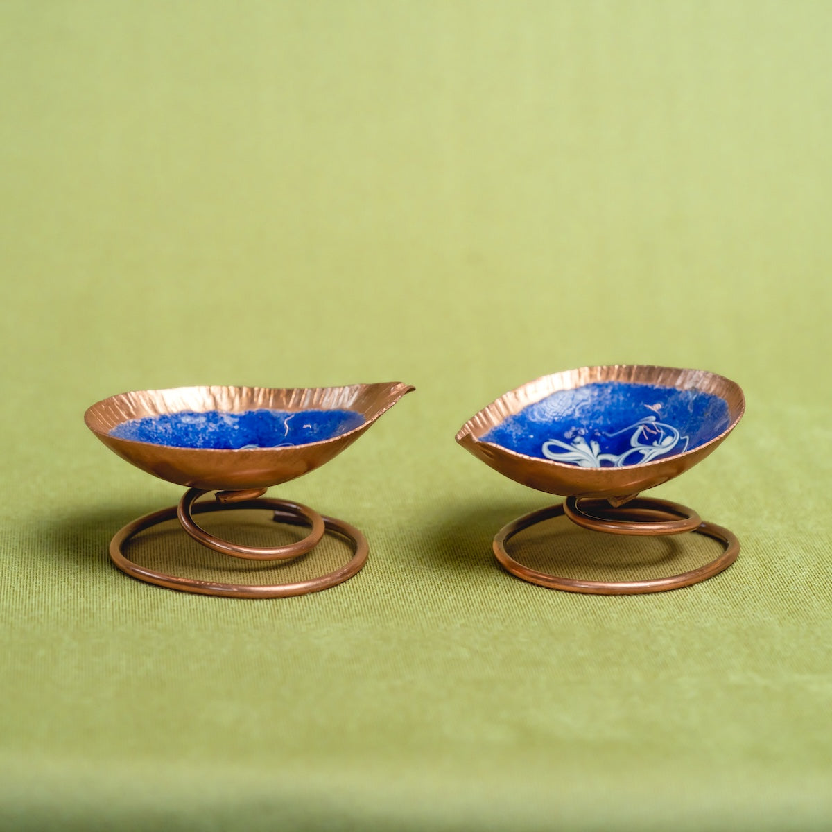 Copper Enamel Spring Diya (Set Of 4)