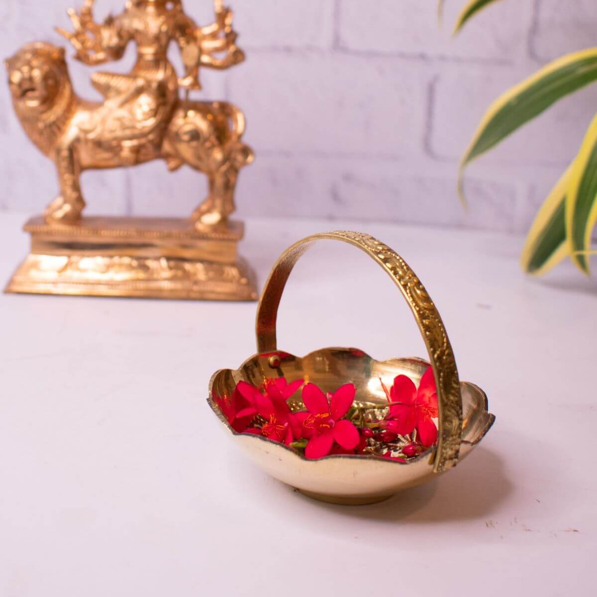 Handcrafted Miniature Brass Pooja Basket | Home Decor | Gifts | Zishta