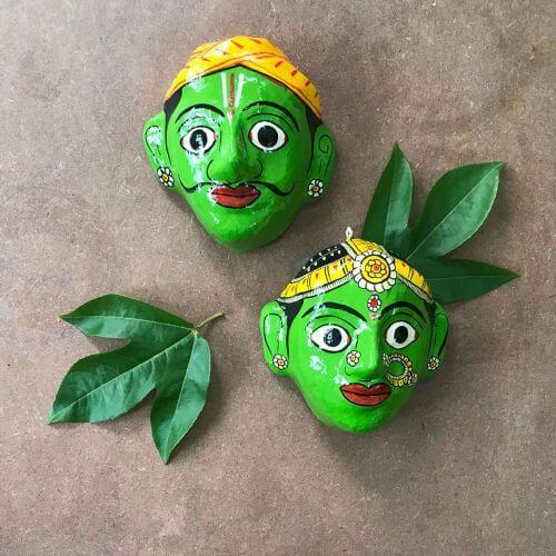 Nakashi Painting Wall Mask Green-Zishta Traditional Cookware