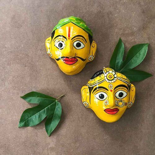 Nakashi Painting Wall Mask Yellow 1-Zishta Traditional Cookware