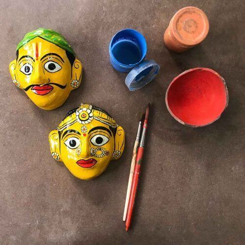 Nakashi Painting Wall Mask Yellow-Zishta Traditional Cookware