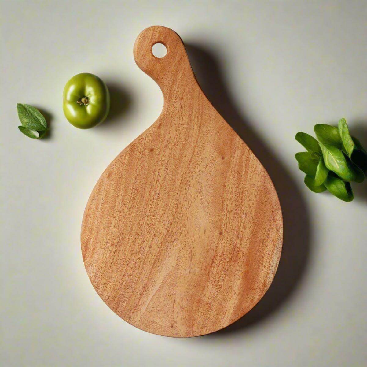 Neem Wood Chopping Board-Compact Designer Shape-Zishta Traditional Kitchen Accessories