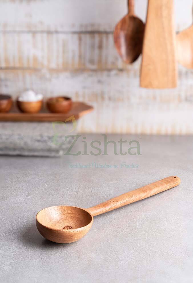 Neem Wood Gravy Ladle 1-Zishta Traditional Cookware