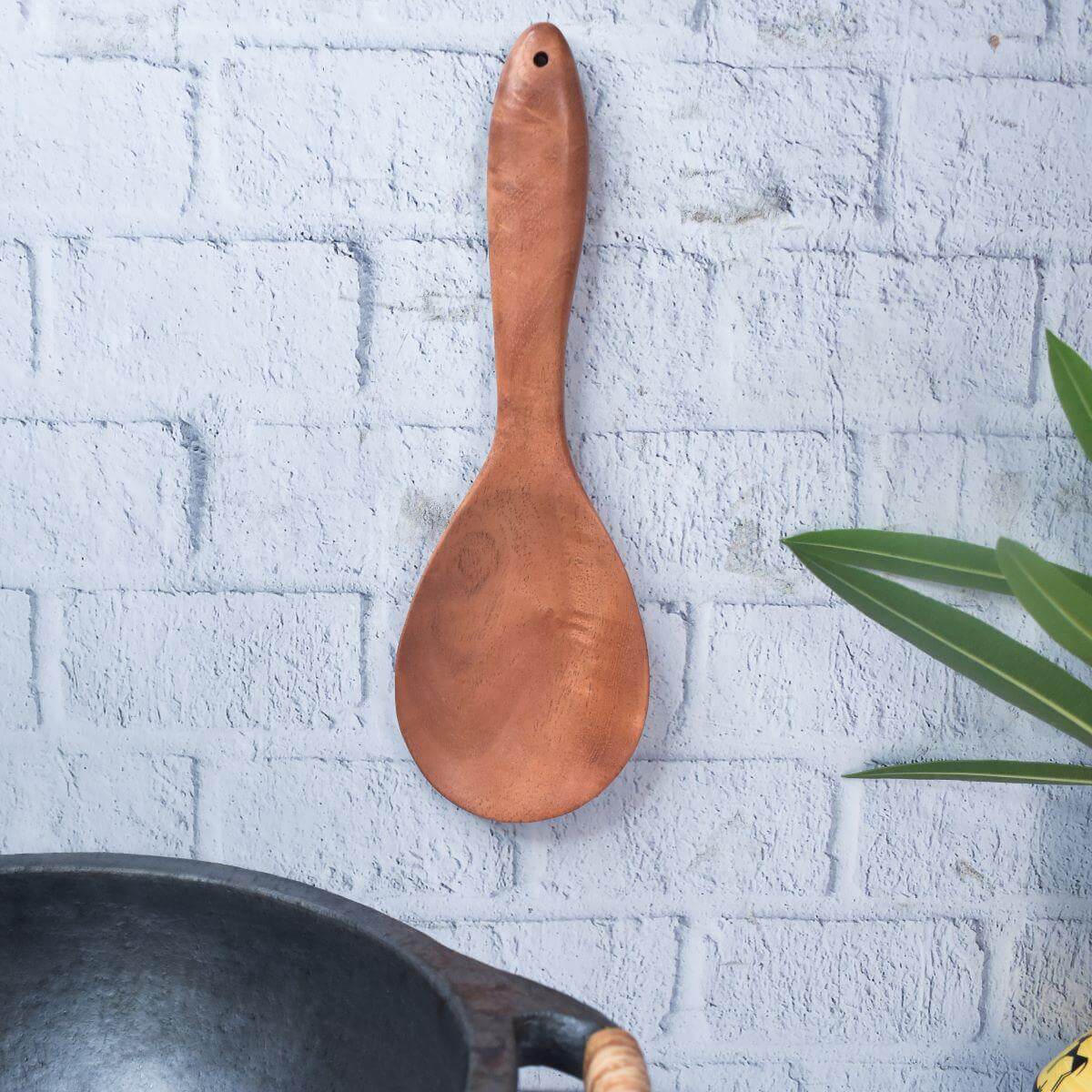 Neem Wood Rice Ladle-Round-1-Zishta Kitchen Accessories