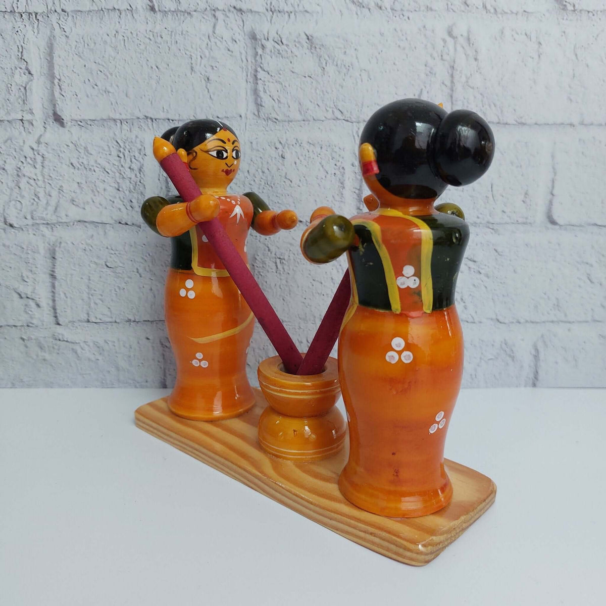 Etikoppaka Rice Pounding Rokali Orange | Tradtional Home Décor Toys