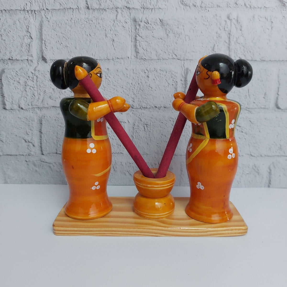 Etikoppaka Rice Pounding Rokali Orange | Tradtional Home Décor Toys