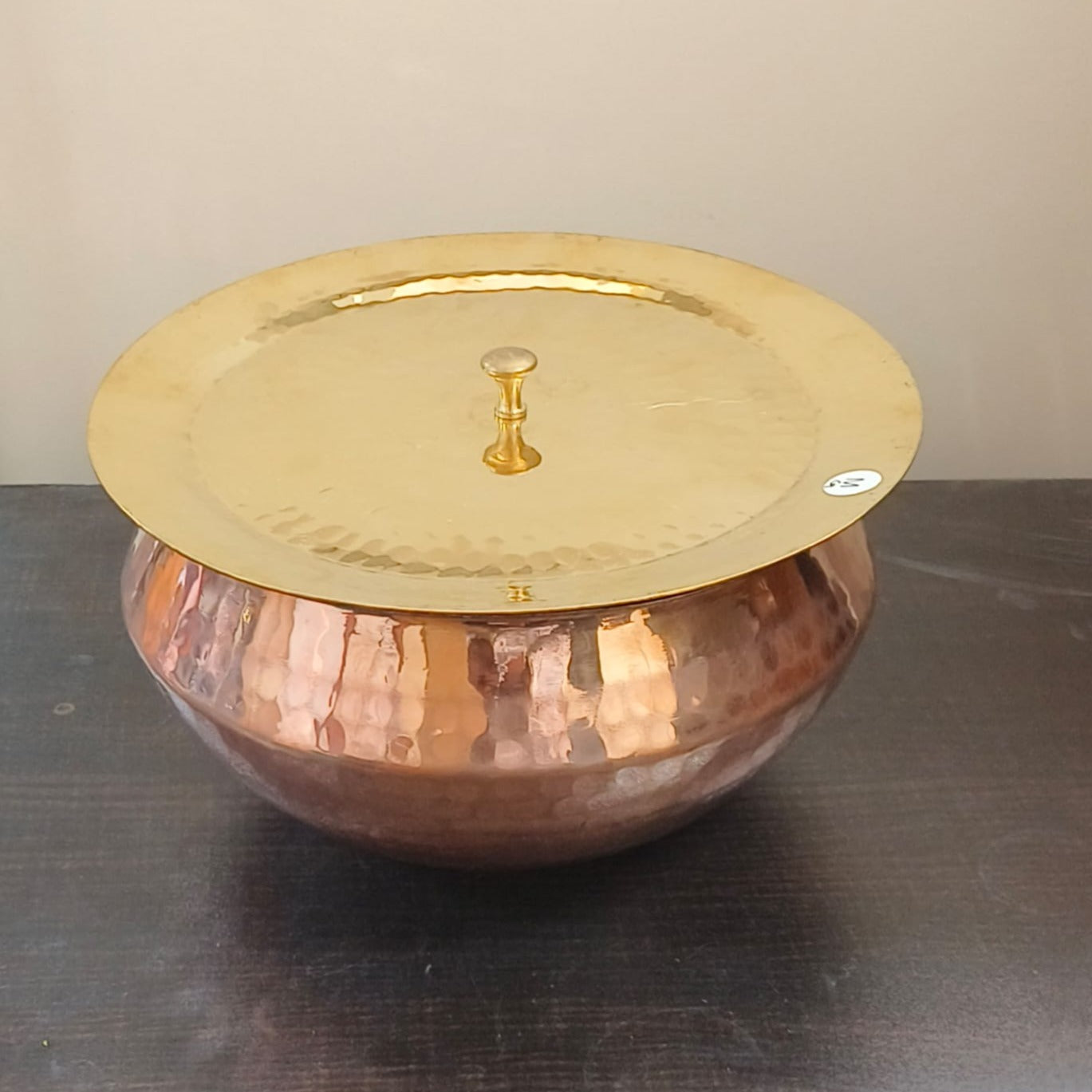 Copper Sipri With Brass Lid - Medium