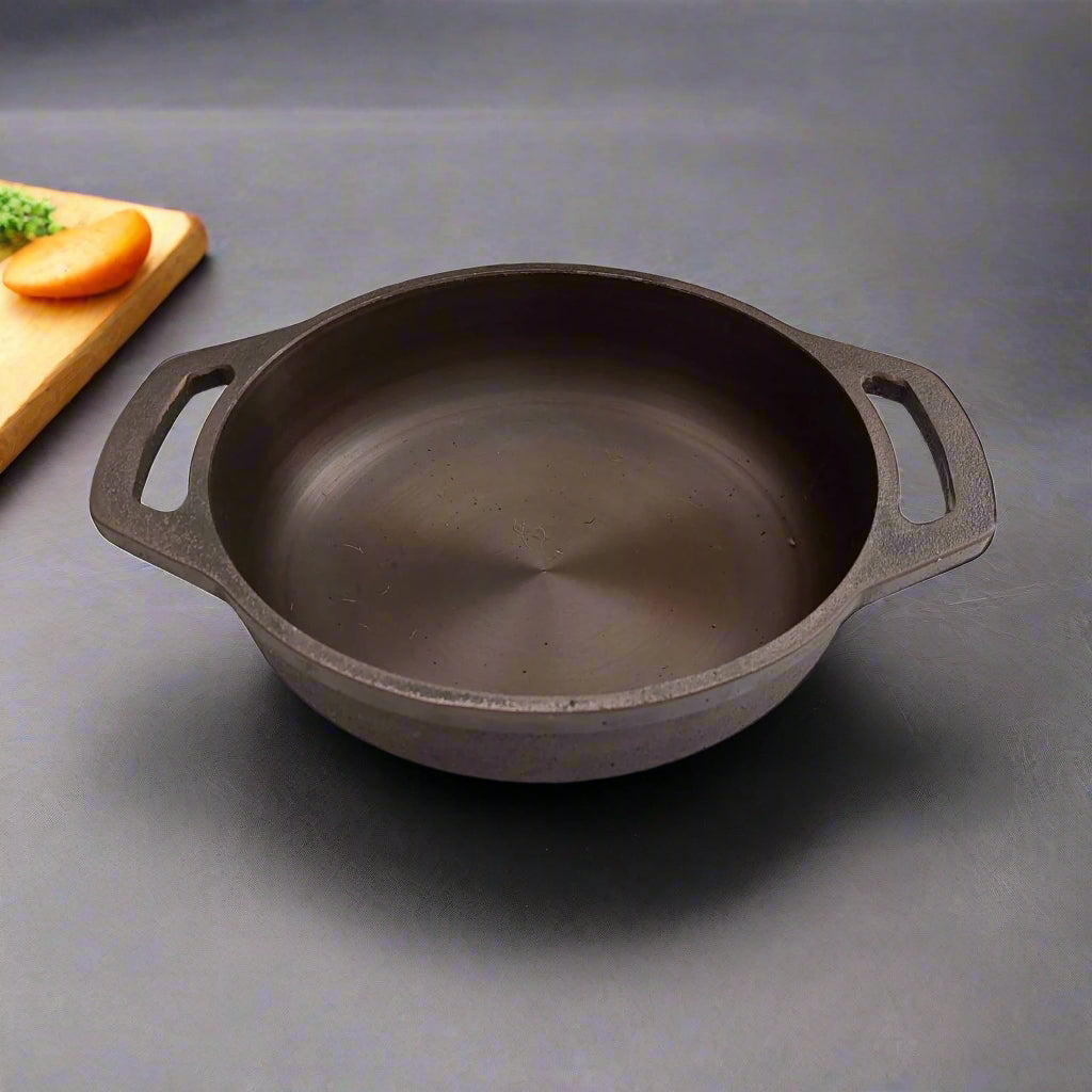 Zishta-cast-iron-flat-bottom-smooth-finish-preseasoned-cooking-pan-2