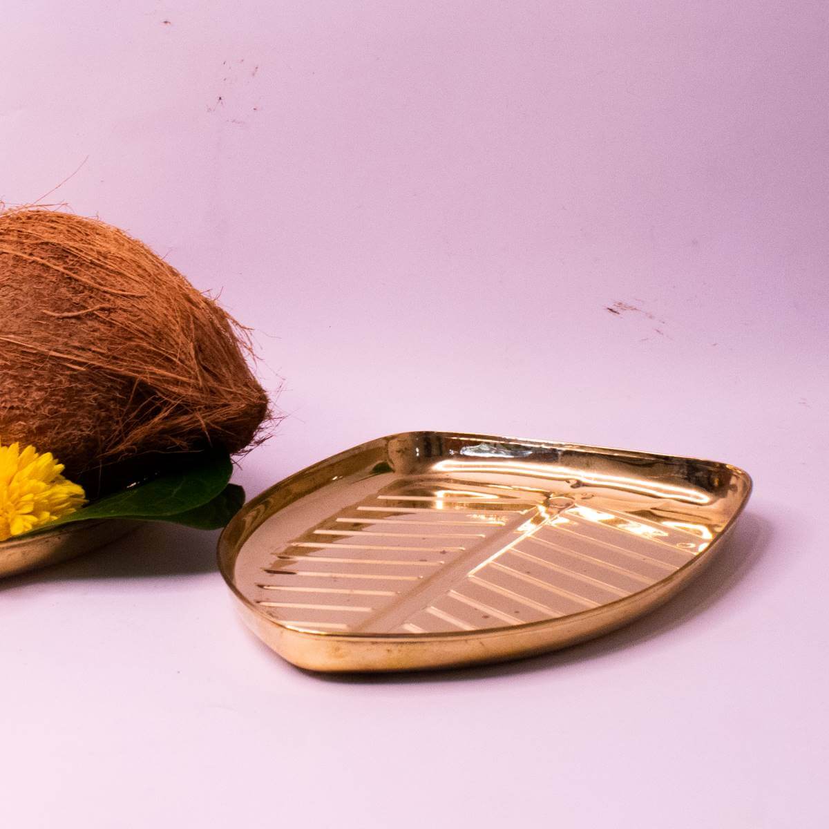 Brass Banana Leaf Plate-1-Zishta-Gifting