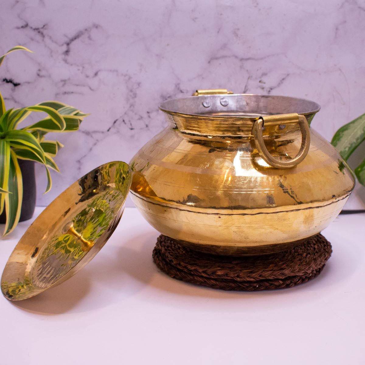 Traditional Pure Brass Cookware/ Handcrafted Brass Utensils/ Vintage  Hammered Brass Cooking Pot/ Indian Ayurvedic Cookware/ Patila/ Bhagona -   Hong Kong