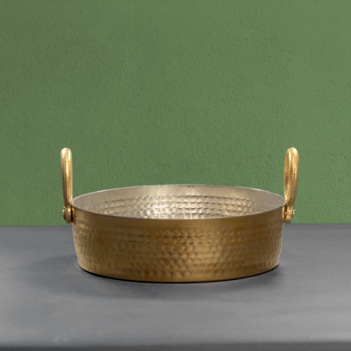 Brass Cooking Pan Jalebi Pan Side View-Zishta Traditional Cookware