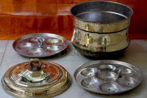 Brass Idli Cooker Steamer Pathram Polished-2-Zishta Traditional Cookware