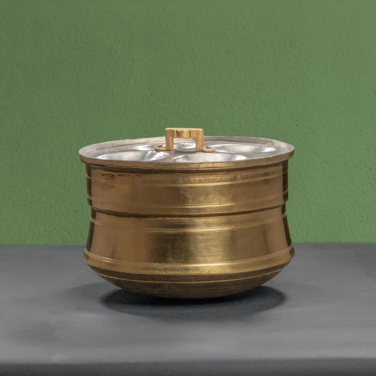 Brass Idli Pathram Steamer without Lid Side View-Zishta Traditional Cookware