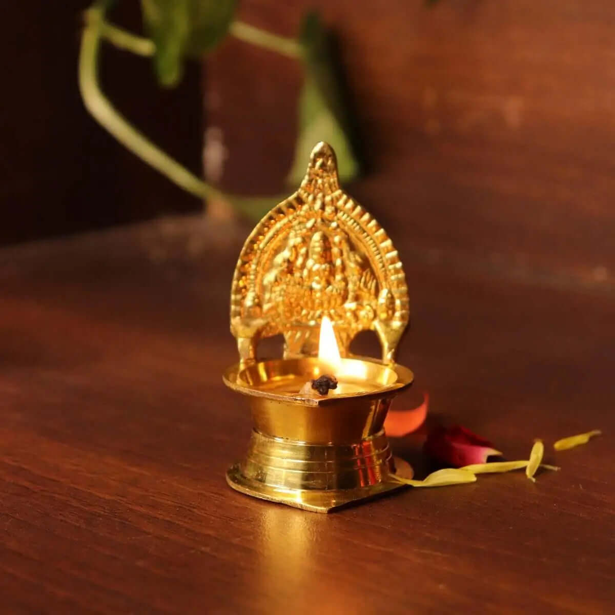 Brass Kamakshi Lamp Extra Small Set of 4-2-Zishta Traditional Navratri Diwali Gifts