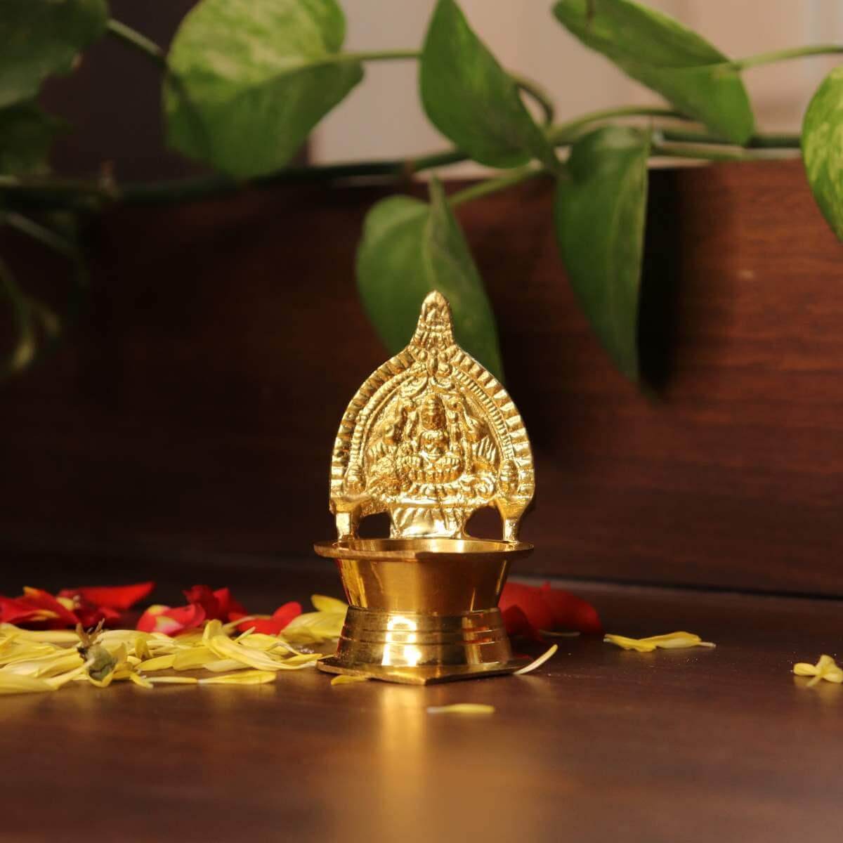 Brass Kamakshi Lamp Extra Small Set of 4-3-Zishta Traditional Navratri Diwali Gifts