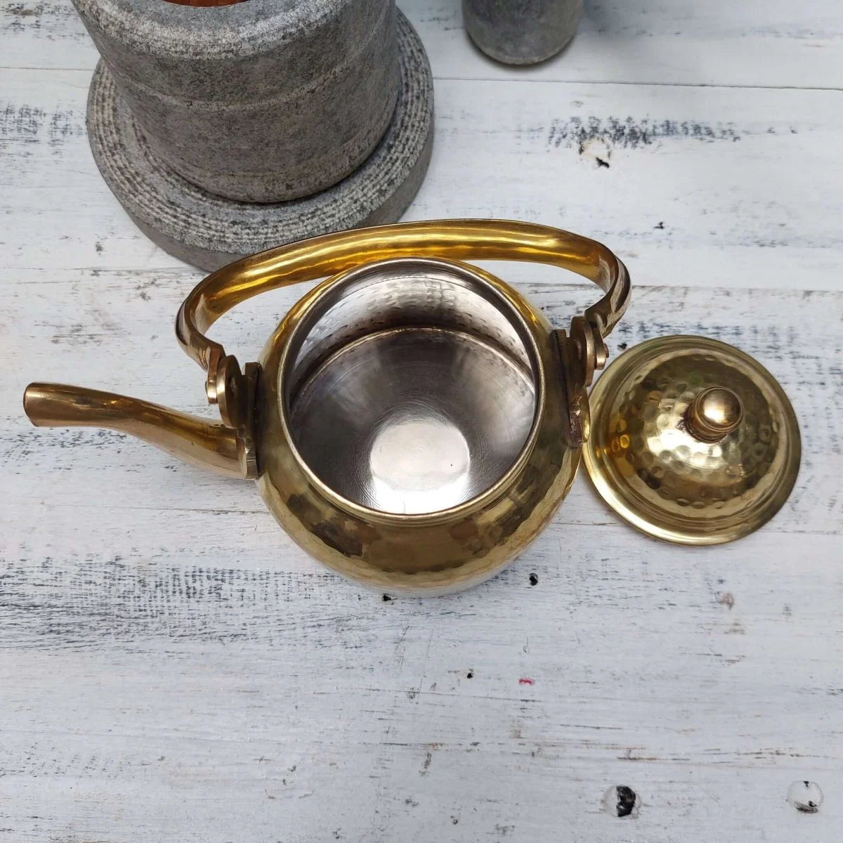 Brass Kettle Tea Pot with Tin coating inside-Zishta Traditional Cookware
