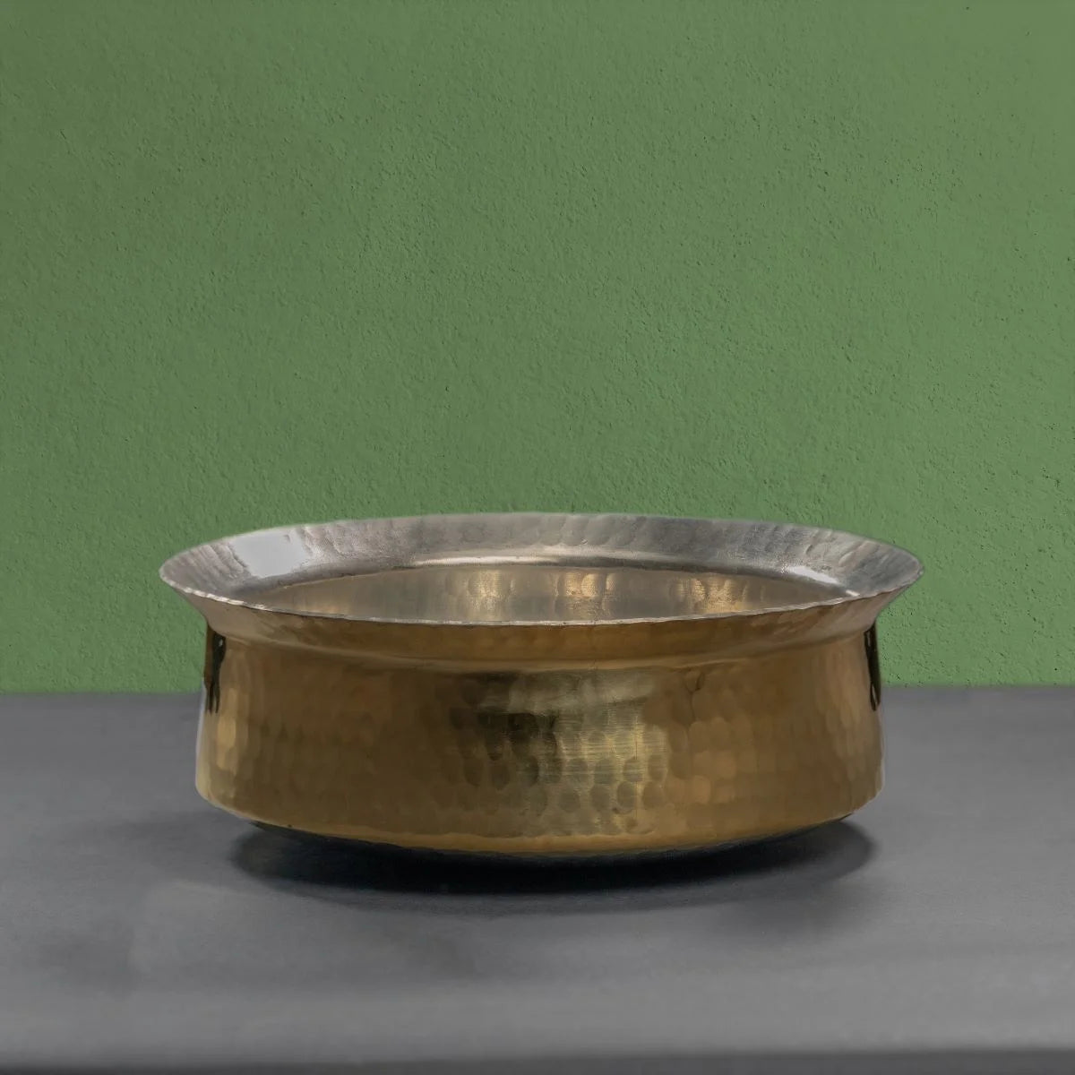 Brass Lagaan Side View-Zishta Traditional Cookware