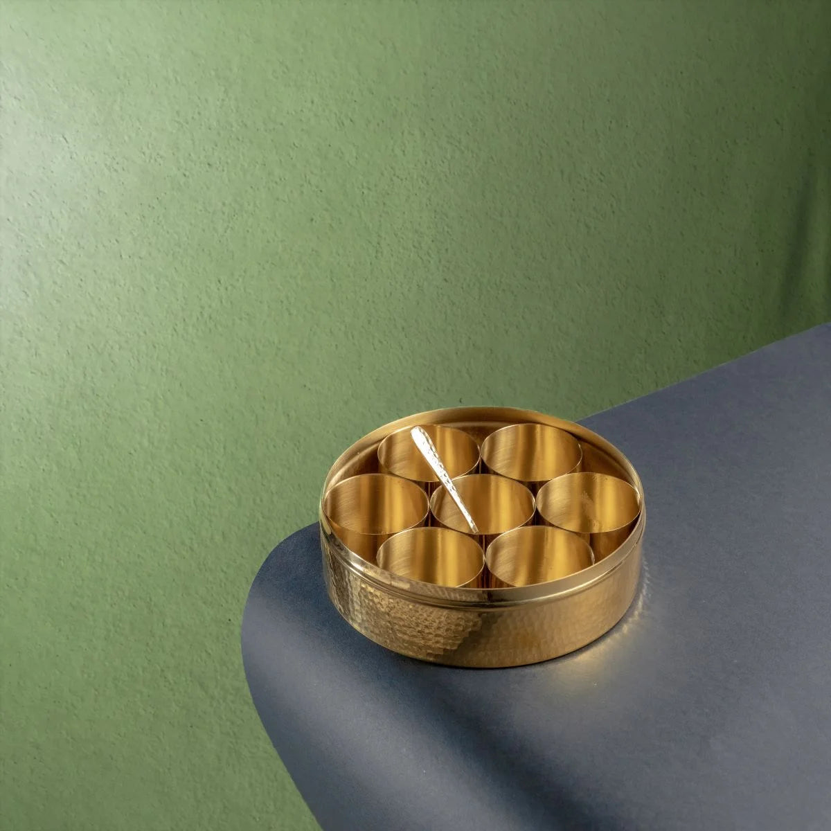 Brass Masala Dabba Anajaraipetti Spice Box without Tin Coating Inside View-Zishta Traditional Kitchen Food Storage Containers