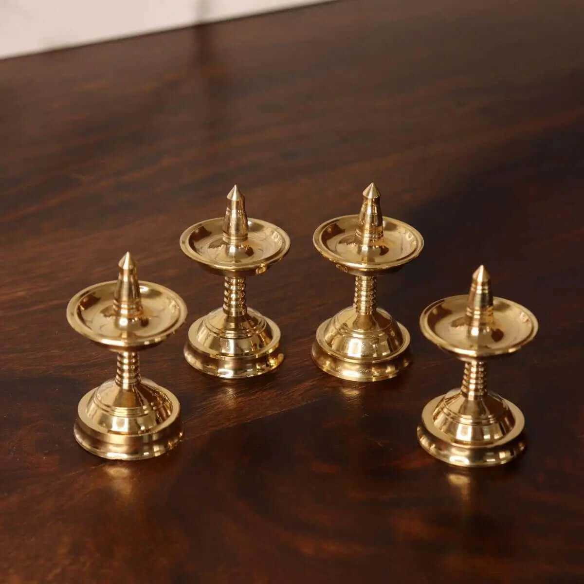 Brass Mini Kerala Deepam -Set of 4 | Handmade Festive Decor & Gift