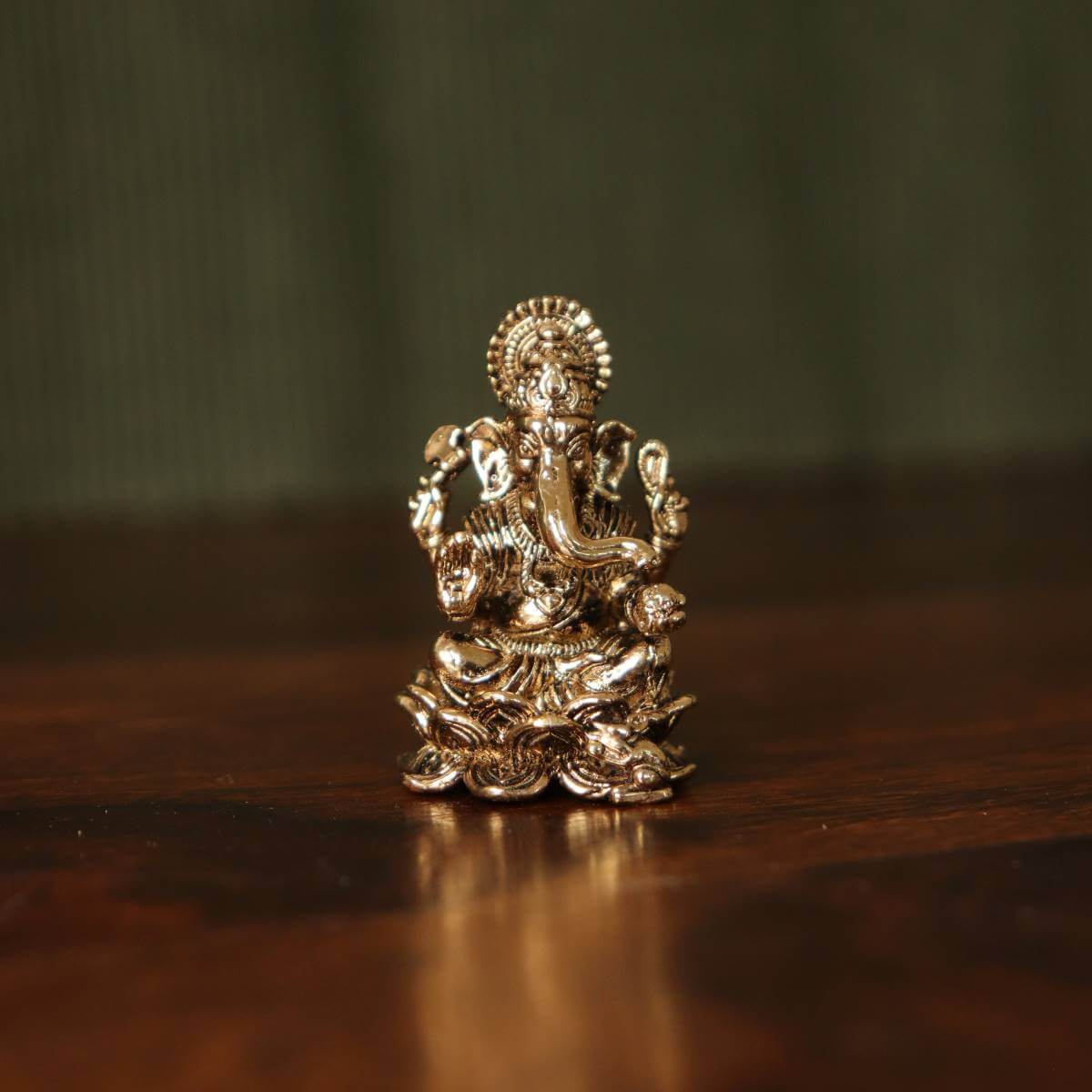 Brass Mini Ganesha Idol Oxidised-ishta Traditional Decor-Navratri Diwali Gifts